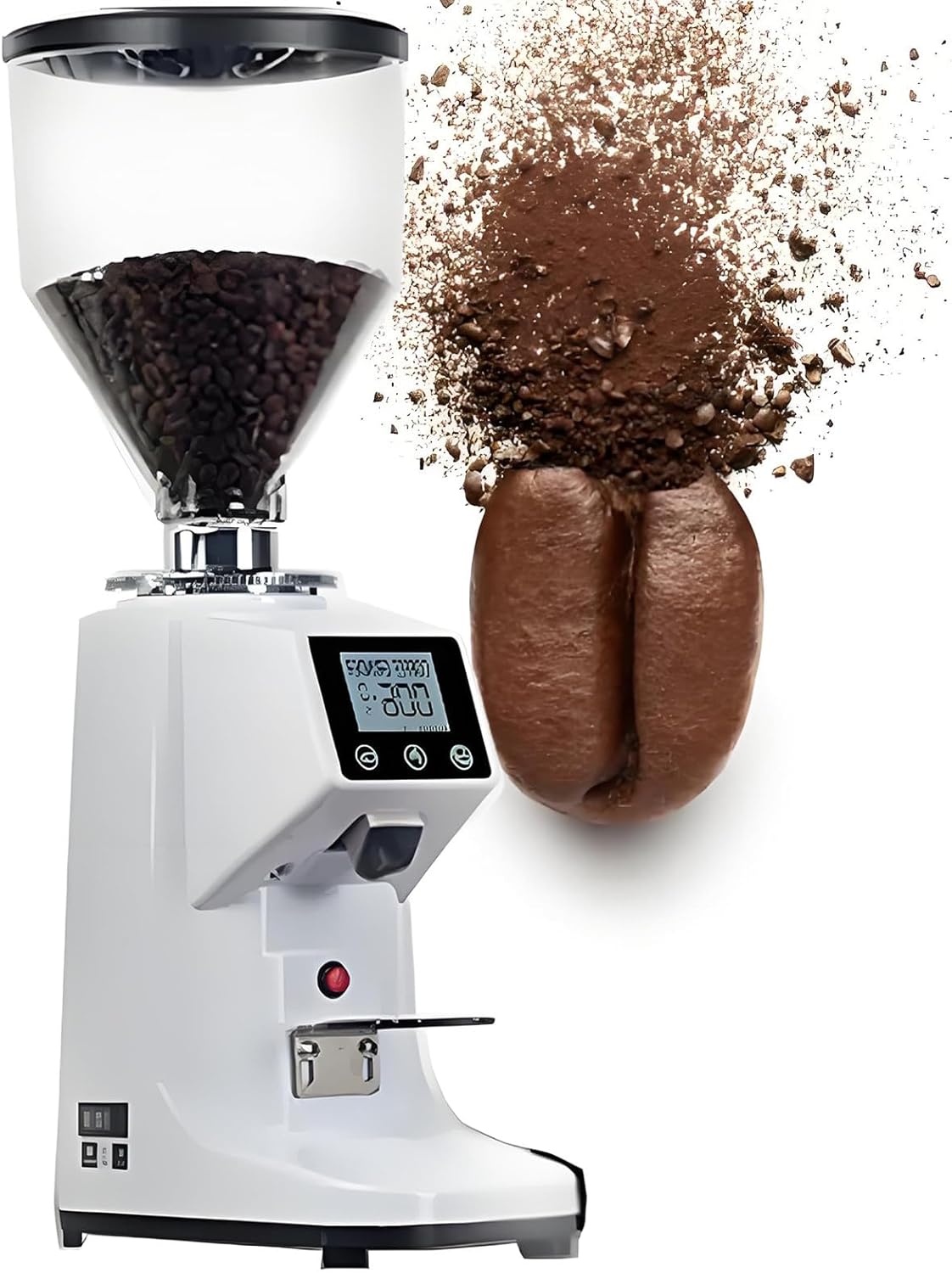 Professional Flat Burr Coffee Mill Machine,Single/Double Cup Mode,1500 ml Intelligent Cold Brew Coffee Grinder,for Home Café Use White