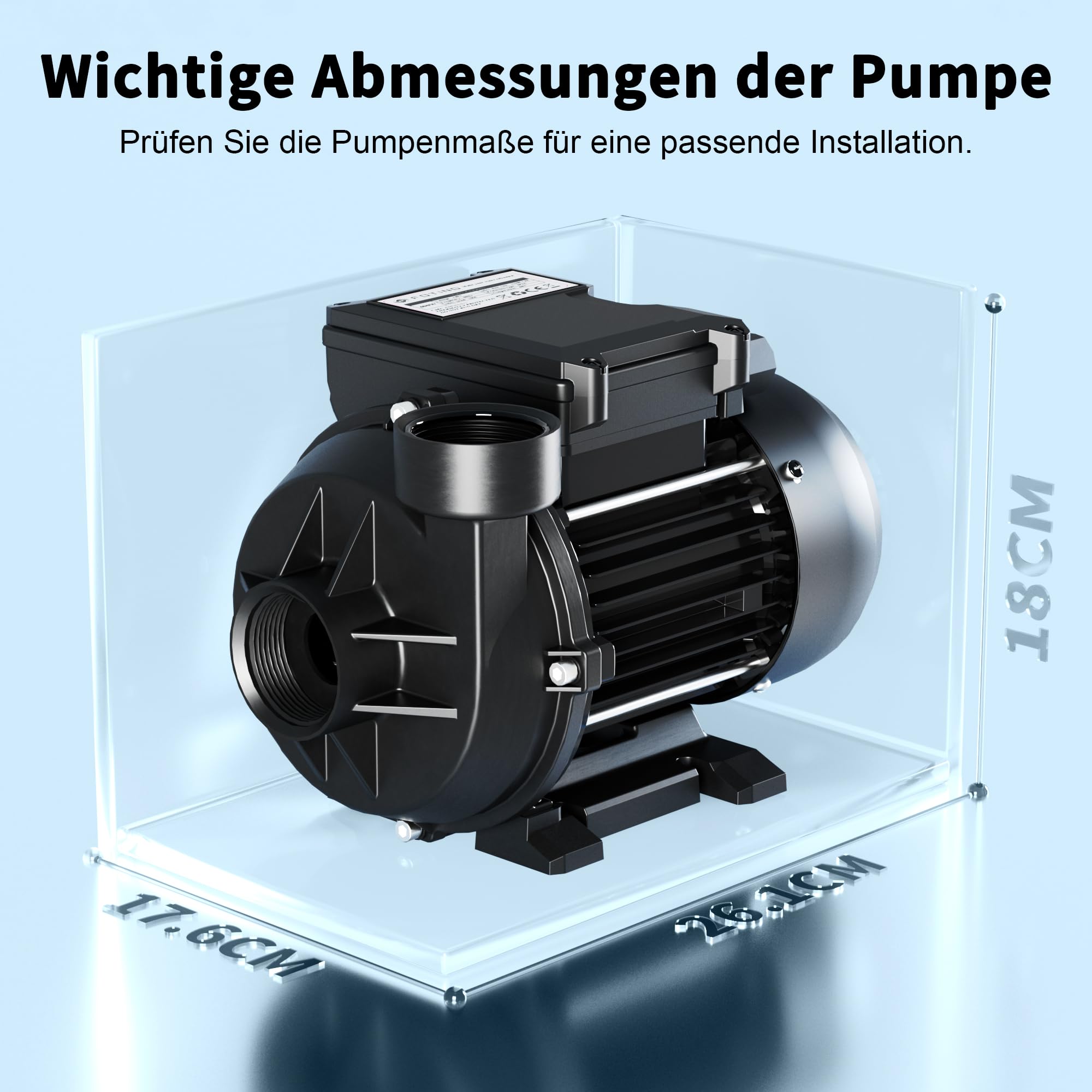 FOTING Bomba para Piscina 250 W - 9.000 L/h Circulación para Piscinas Desmontables - Altura Máx. 7,5 m - 230V 50Hz - Protección de Sobrecarga Térmica