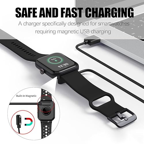 Miniatura 3 de Paquete de 2 Cargador de reloj inteligente de 23.6 in, cable de carga USB magnético para Letsfit Willful YAMAY SW023 ID205L SW021 ID205U ID205S