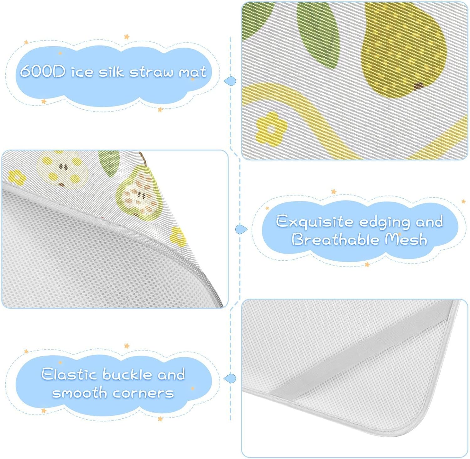Cartoon Cute Pears Green Leaves Cooling Baby Crib Mattress Protector 28" x 52" Absorbent Mattress Pads for Baby&Toddler