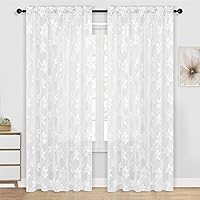 Vista 48 de DWCN Cortinas traslúcidas para cocina, bolsillo para barra de encaje floral beige, 52 x 36 pulgadas, 2 paneles Encaje Beige