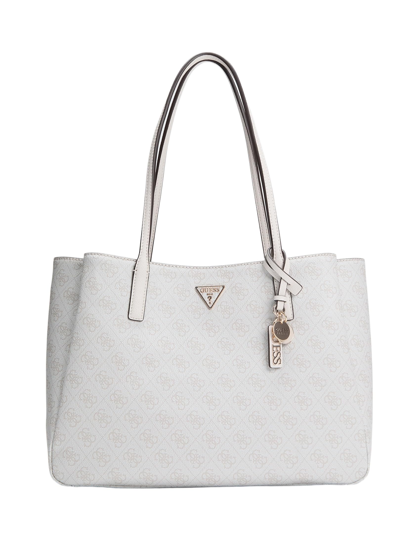 GUESS borsa a tracolla borsa da ufficio con scomparto per laptop Noelle II Tech Tote Bone Logo grigio chiaro