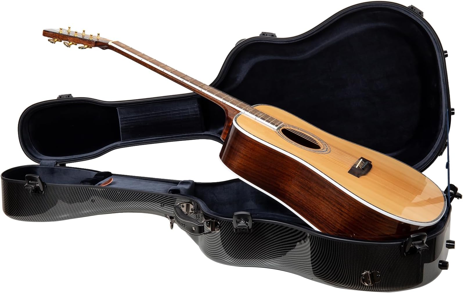 Ultra Fiberglass Flight Case for Dreadnought Acoustic Guitar | Lightweight 7.7lb Shell, TSA Lock, Backpack Straps – Gloss Black (CRF5030DBK)