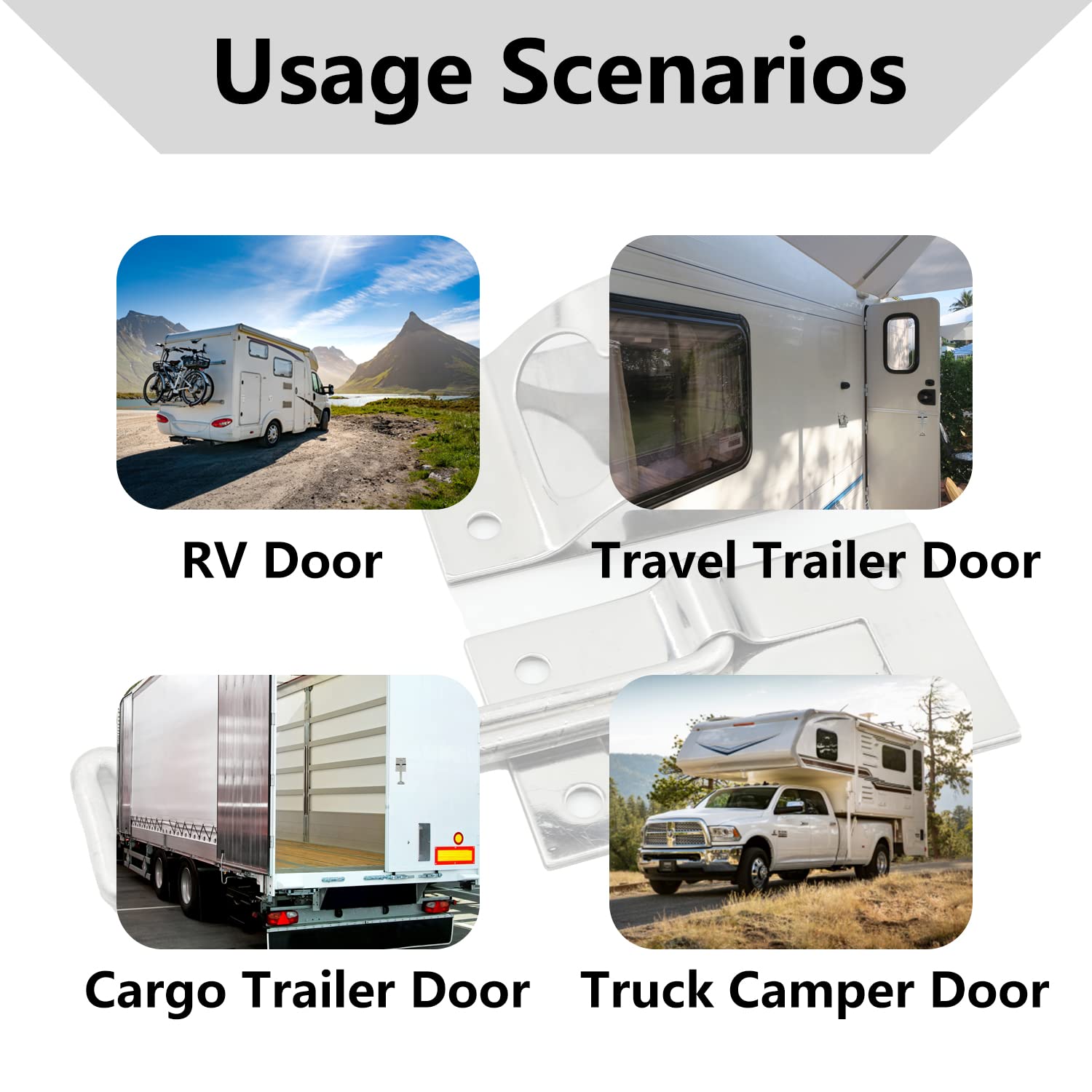 2 Fermagli Porta Per Camper RV In Acciaio Inox 304 Con Viti, Fermo A T Da 6 Pollici Per Rimorchio E Camper - 2