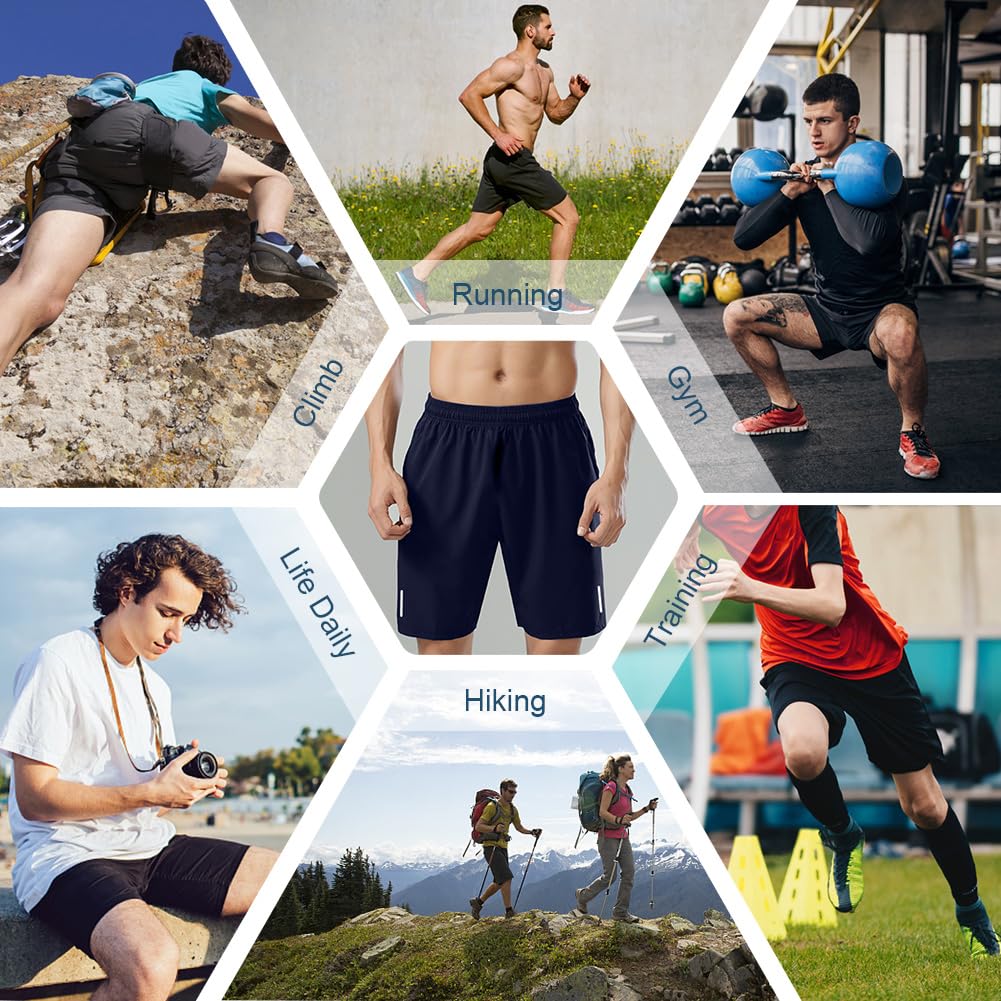 AUYAO Sporthose Kurz Herren, Trainingshose Herren Kurz, Herren Sport Shorts, Gymshort Leichte Schnell Trocknend Laufshort Kurze Hosen mit Reißverschlusstasche, Tennis Short Sportbekleidung
