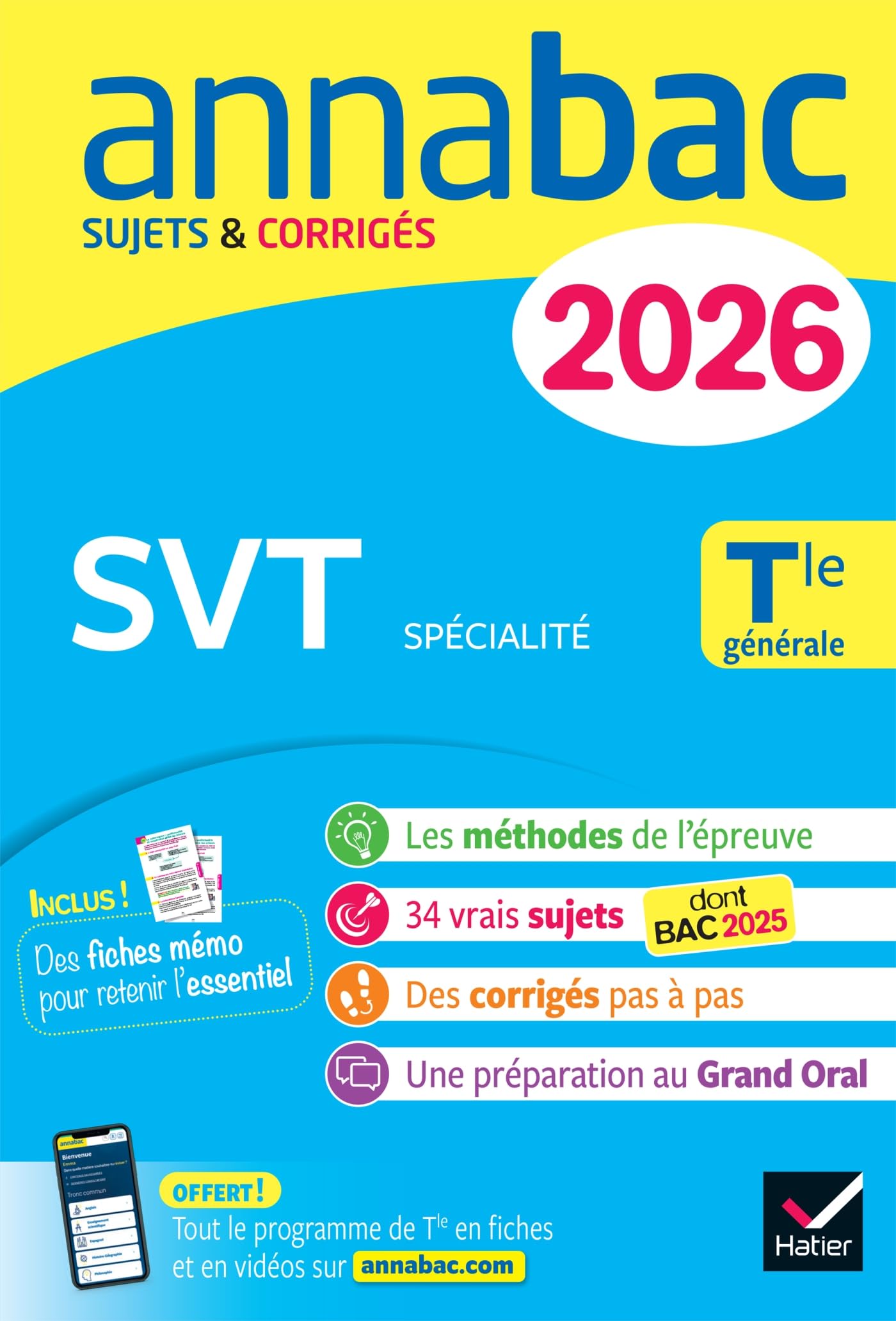 Annales du bac 2026 - Annabac SVT Tle générale (spécialité): sujets corrigés & méthodes de l'épreuve de SVT