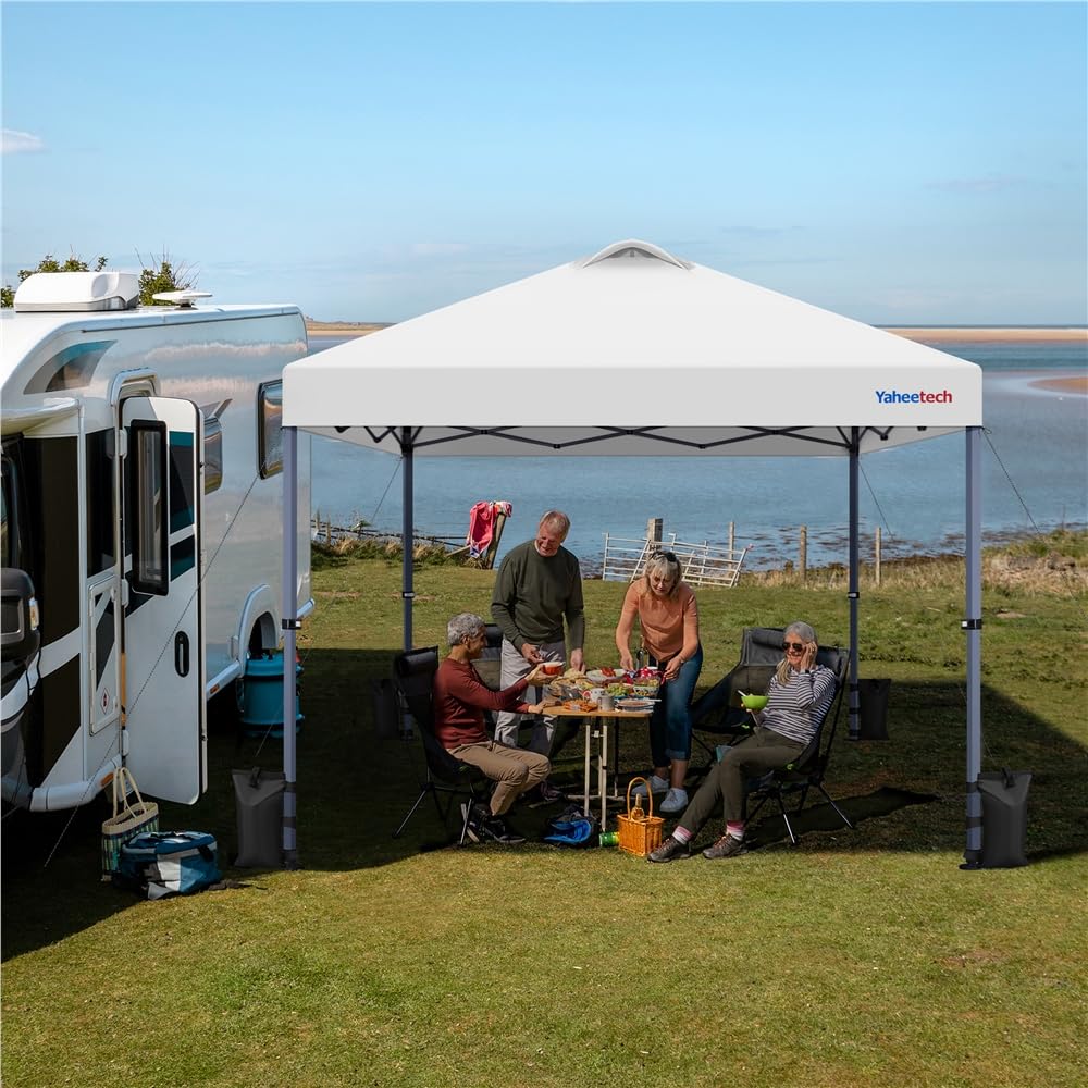 Yaheetech Tonnelle de Jardin 3x3, Tente d'Extérieur Pop-up UV 50+ avec Sac de Transport à roulettes Blanc