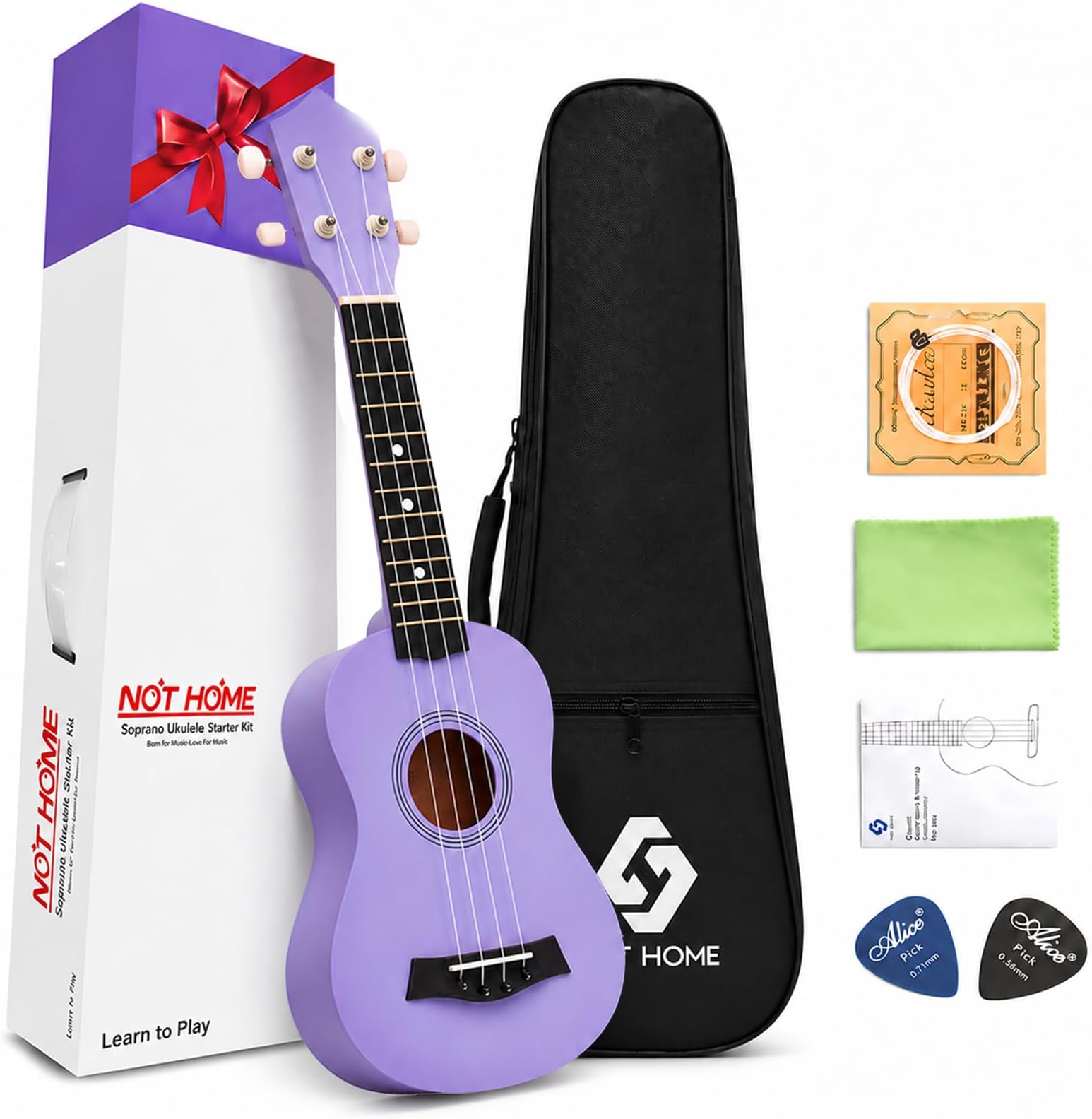 Soprano Ukulele for Beginner, Basswood 21 Inch kids Ukelele Starter Kit with Gig Bag Spare Strings and Picks Holiday Gift. (purple)
