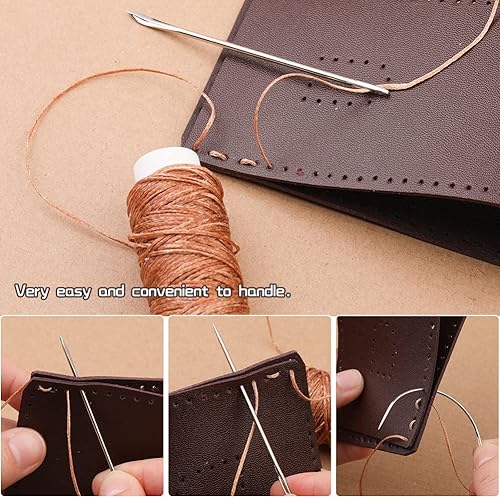 Miniatura 87 de Ftyiwu Hilo encerado, aguja de tapicería e hilo de 32 yardas con 7 agujas de coser a mano para tapicería del hogar, alfombra, lona, reparación