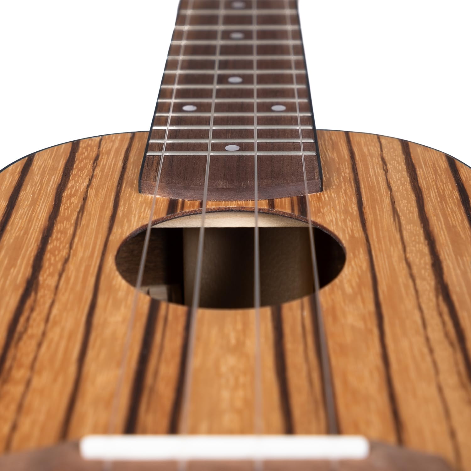 CASCHA Ukulele Zebra Wood – Hochwertiges Zebraholz I Warmer Klang I Okoume Hals I Walnuss Griffbrett I Matte Finish I Cascha Carbon Strings, inkl. Tragetasche - Soprano