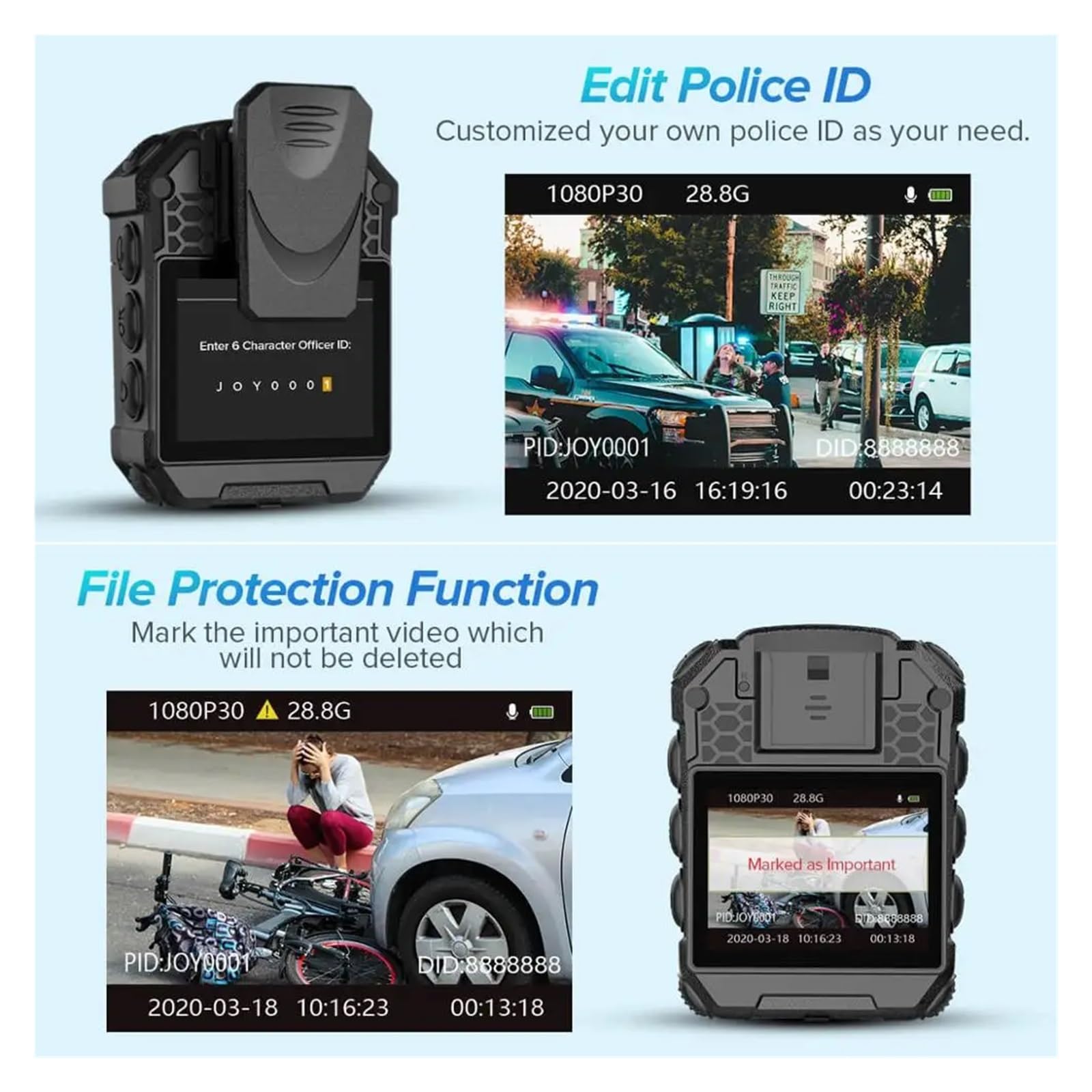 Camara Corporal, Cámara Corporal T5 grabación cámara de policía portátil aplicación de la Ley visión Nocturna grabación en Bucle DVR Mini cámara(with 32GB Card)