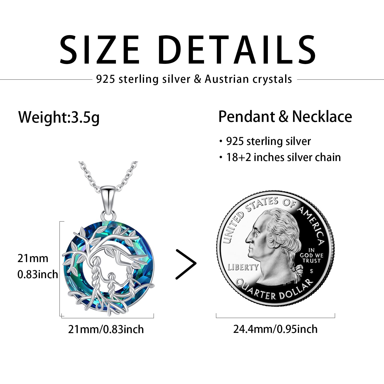 Damen Baum des Lebens Halskette 925 Sterling Silber Mutter Tochter/Sohn Lebensbaum Familie Herz Anhänger Schmuck Geschenke für Mama