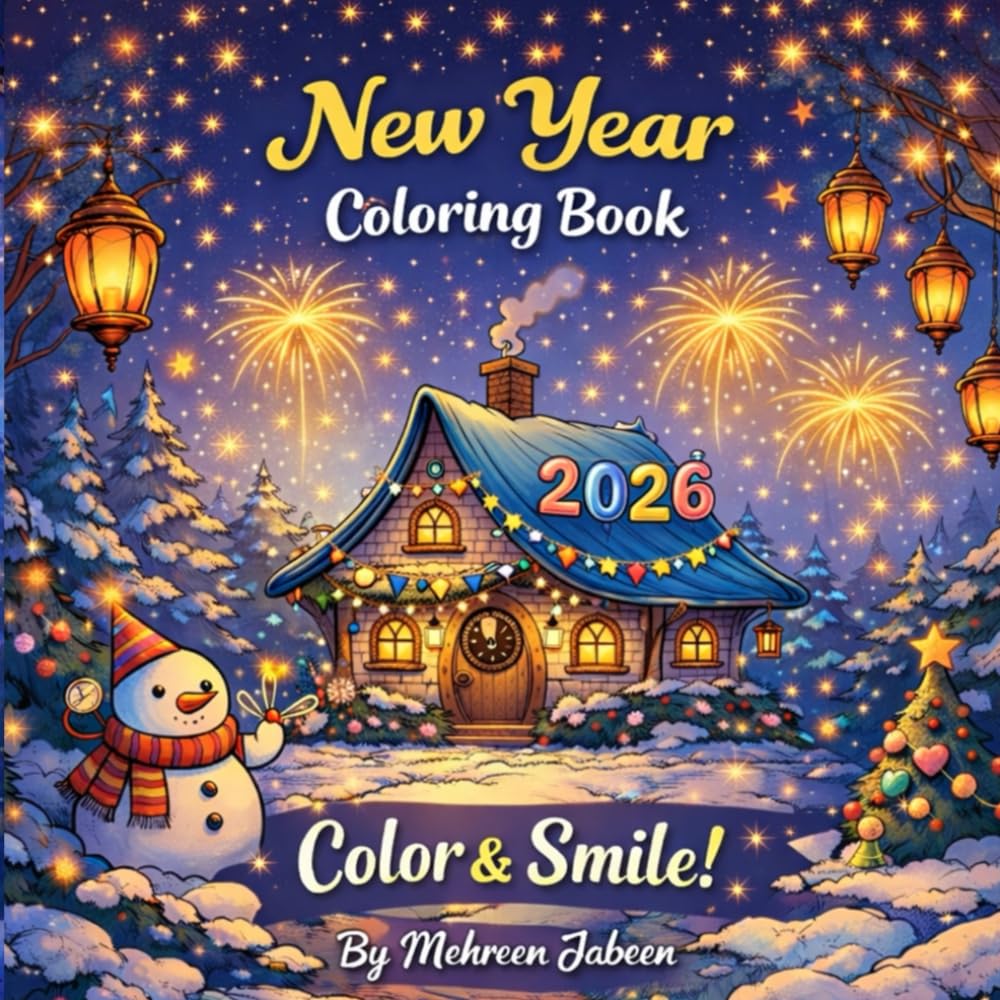 Color & Smile! : New Year Coloring Book 2026: Simple, Fun, and Cute Winter-Themed Coloring Pages to Celebrate the New Year