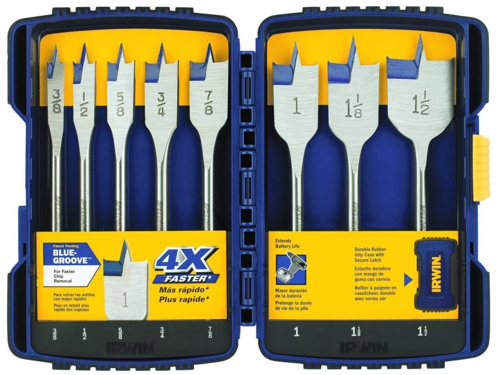 Tools SPEEDBOR Blue Groove Pro Spade Bit Set with Case, 8-Piece (341008)