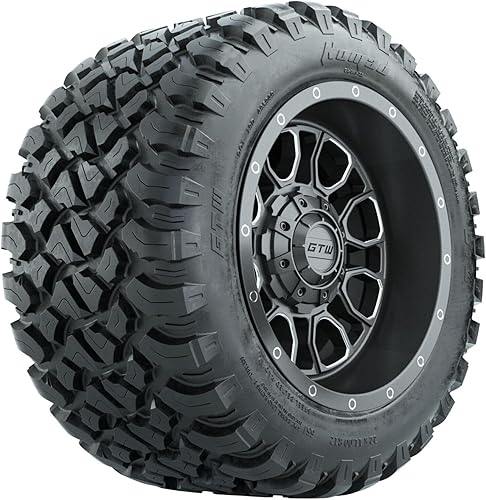 Vista 8 de GTW Combo de ruedas y neumáticos para carrito de golf de 12 pulgadas GTW Volt negro mate/ruedas mecanizadas en neumáticos radiales todo terreno