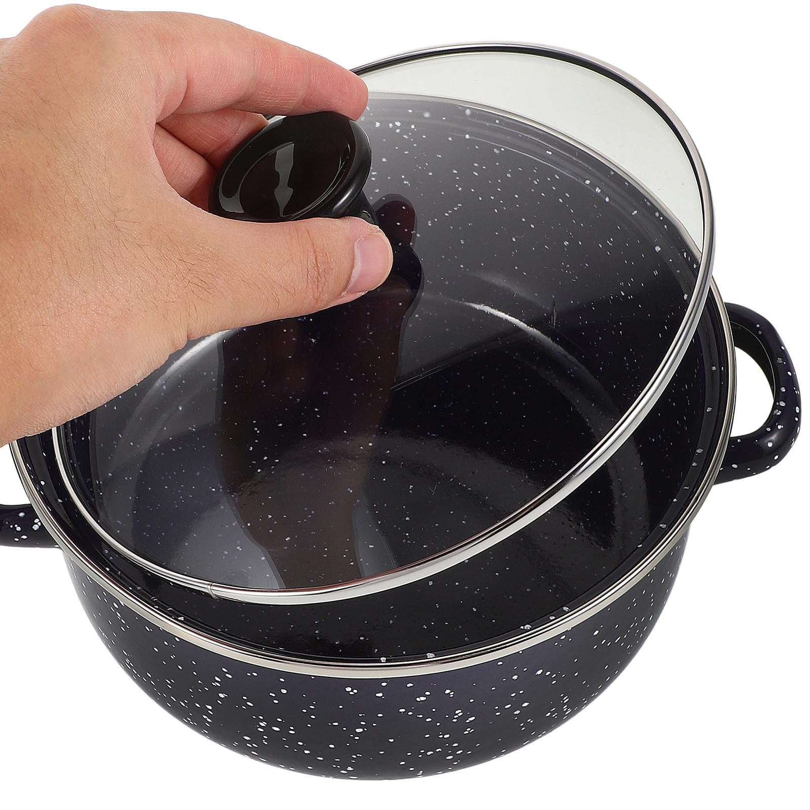 ibasenice Kleiner zum Kochen von Instant Nudeln und Flachem Boden Emaillierter Kochtopf 3 Stück mit Doppelgriff und Milch