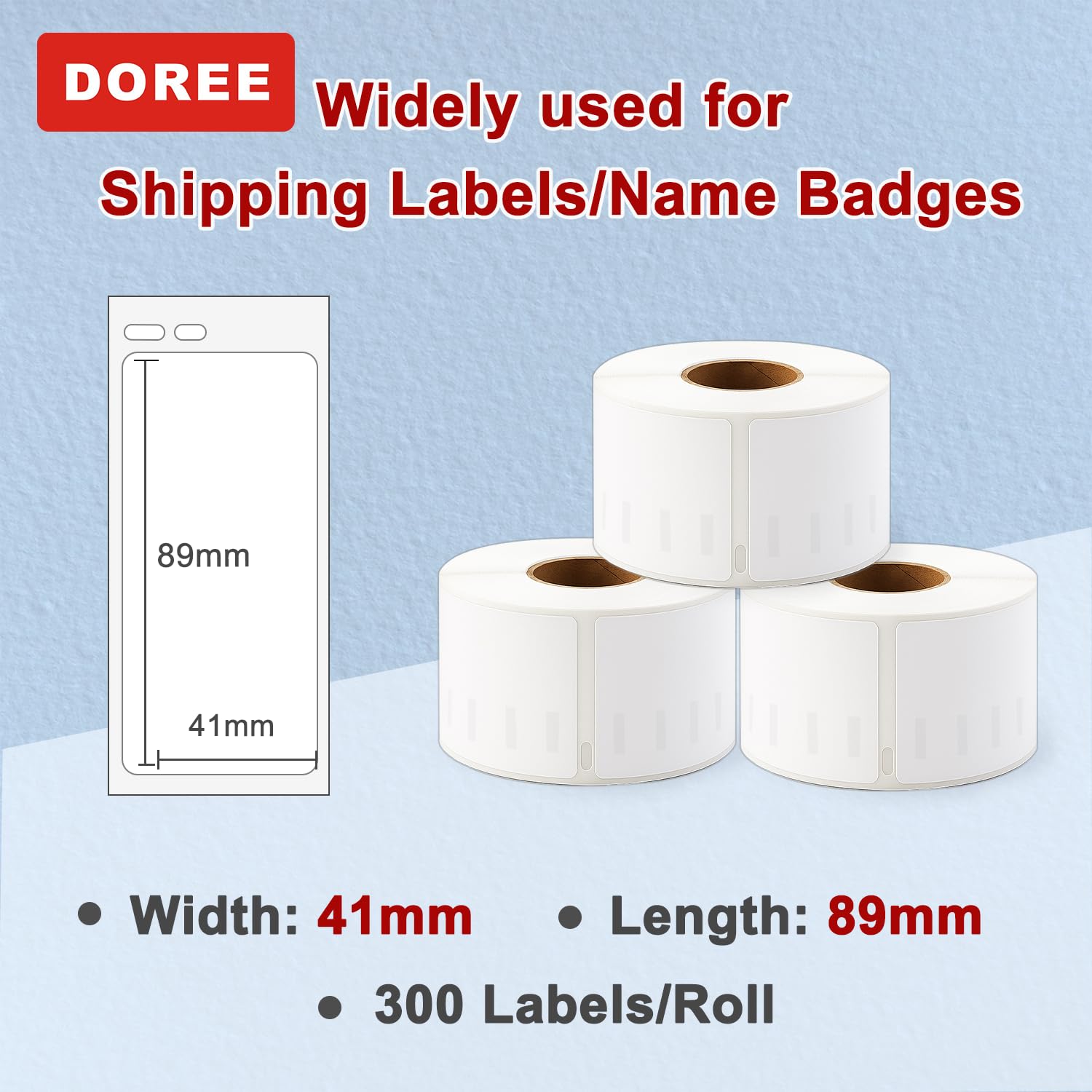 DOREE 10 rotoli 11356 S0722560 89mm x 41mm Etichette nominative 300/rotolo | 89mm x 41mm Etichette nominative compatibili con Dymo 11356 S0722560 nero su bianco LW 4XL/450/400/330/320/310