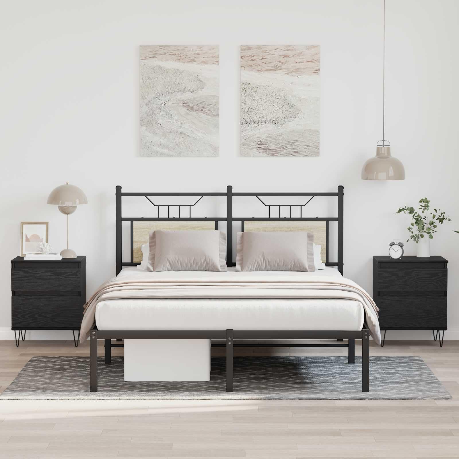 Armoire de lit noire en bois durable au style contemporain chic pour suite parentale