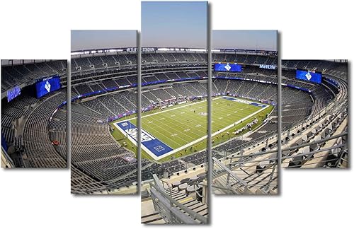 Vista 383 de Cuadros de estadios deportivos de fútbol americano de Minnesota, cuadros de vikingos, 5 paneles, lienzo para pared, arte de pared del estadio