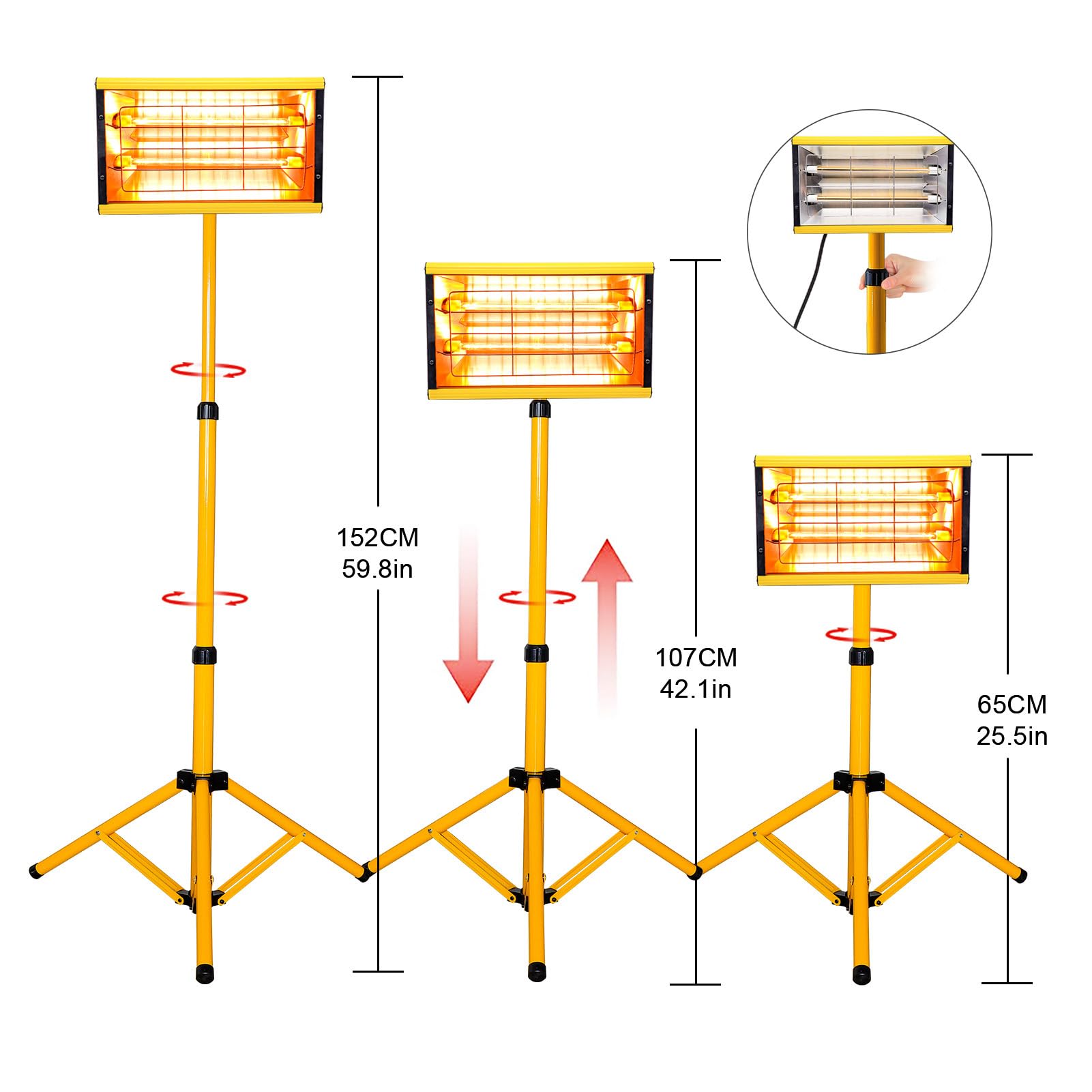 DATOUBOSS 2000W Infrarot Lacktrockner Strahler Infrarot Lacktrockner Lampe mit verstellbarem Ständer Kurzwellen-Infrarot-Lackhärtungslampe für Auto Karosserie Reparatur, Lackierarbeiten
