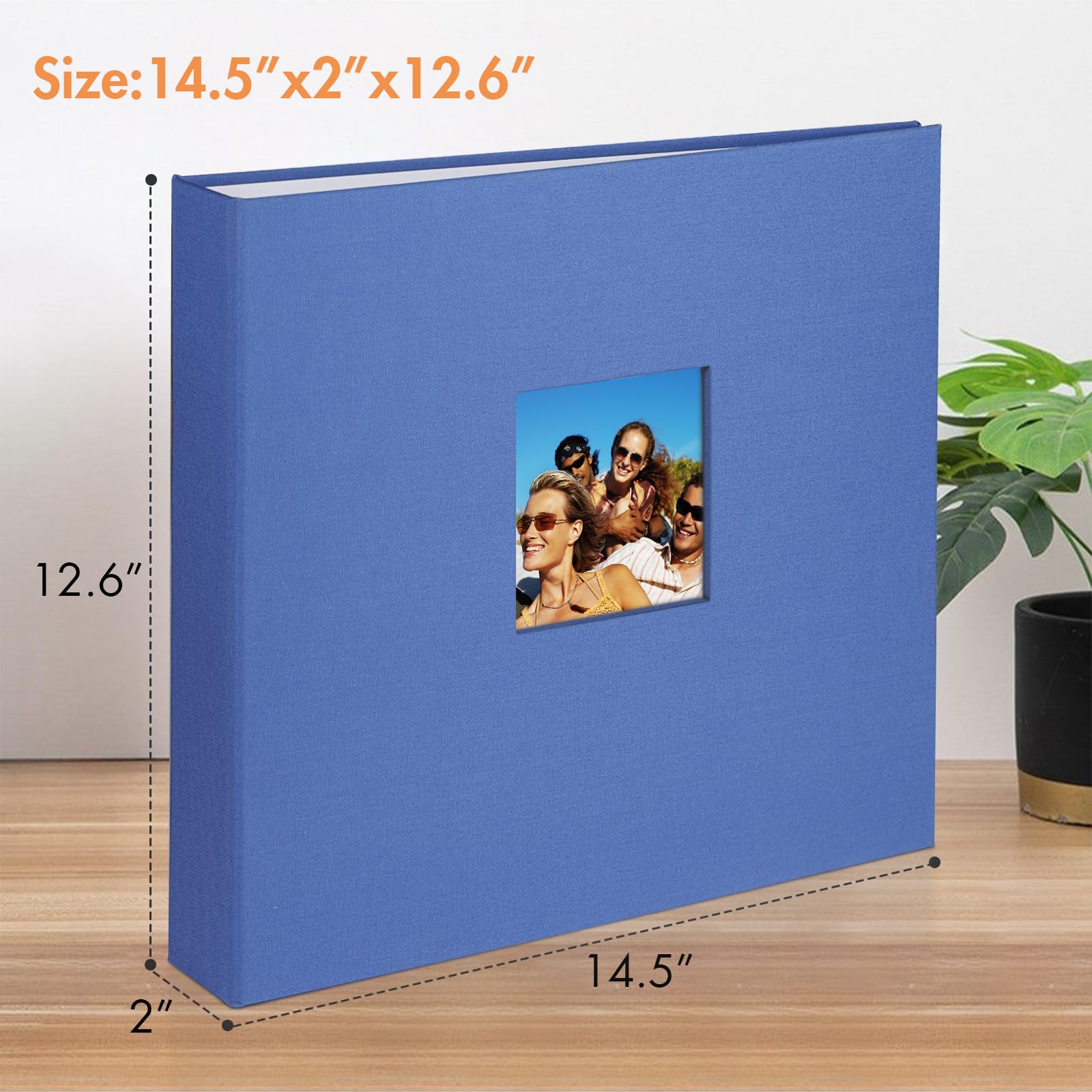 Álbum de fotos grande de 3 anillos de 12 x 12 pulgadas con 40 mangas de plástico, 80 páginas blancas, cubierta de lino, álbumes de recortes en blanco, 12 x 12 álbumes de recortes para bebé, viajes,