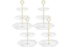 4 Pcs Ceramic Cupcake Stand with Lace Round Style