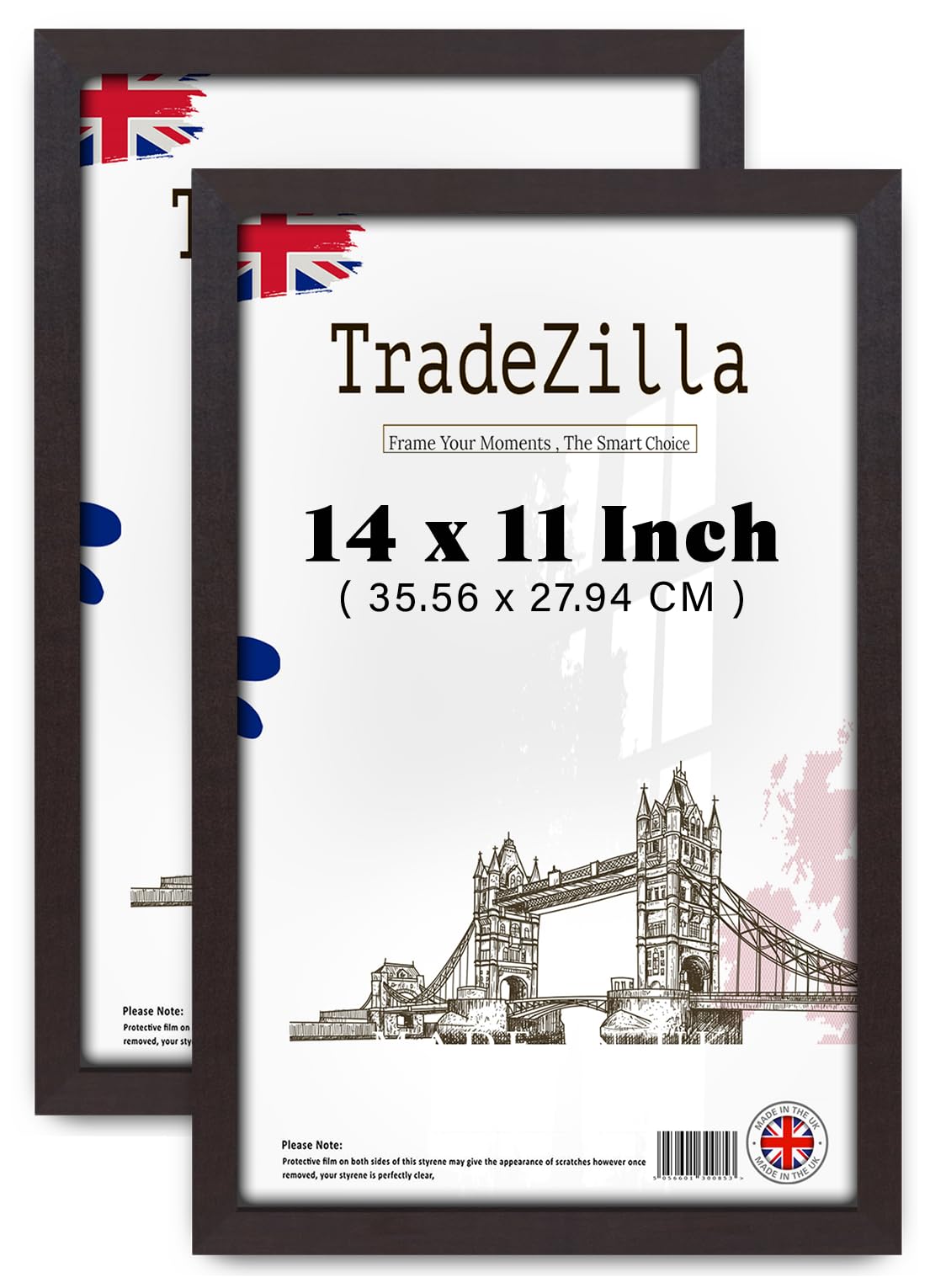 TradeZilla pack of 2 Frame for Poster Collection (35.56 x 27.94 CM) Minimalist Wall Decor Perfect for Living Room- Portrait & landscape display 14 Inch x 11 Inch [ Mahogany ]