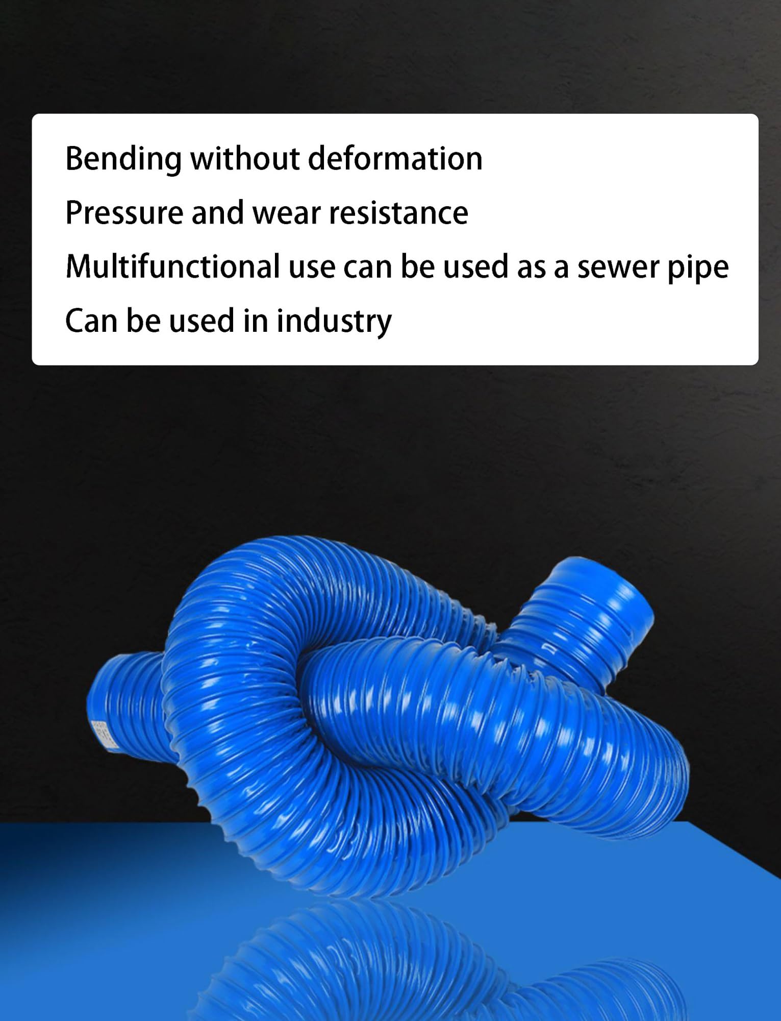 Manguera Flexible PVC Azul, 1 Metro Reforzada Espiral, Aspiración y Escape | Tubo Corrugado Anti-Dobleces, Manguera Ligera para Taller, Transferencia de Aire y Polvo(Inner Diameter 280mm/11.02")