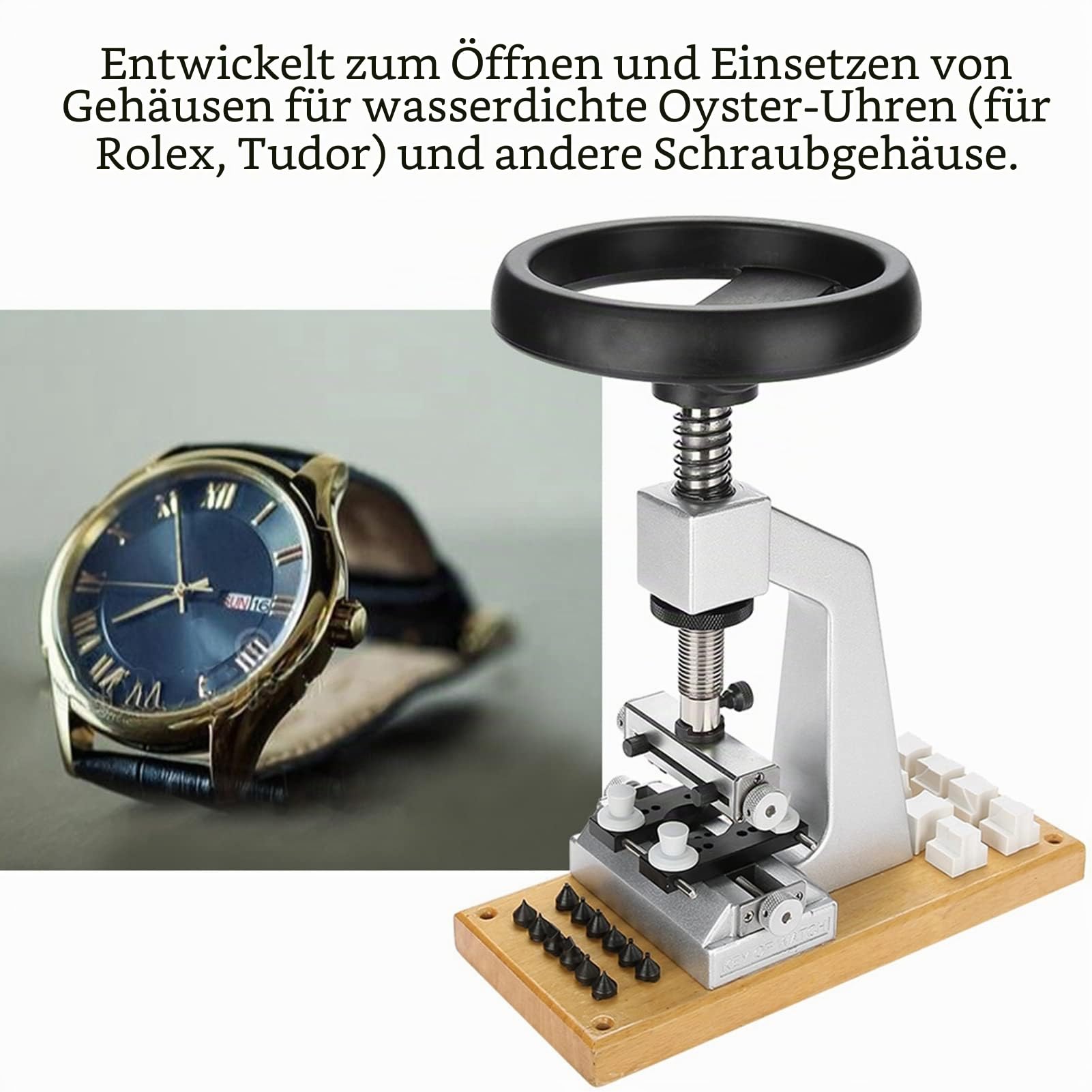 5700 Bench Watch Gehäuseöffner, Armbanduhr Werkzeugöffner mit 6 Matrizen für