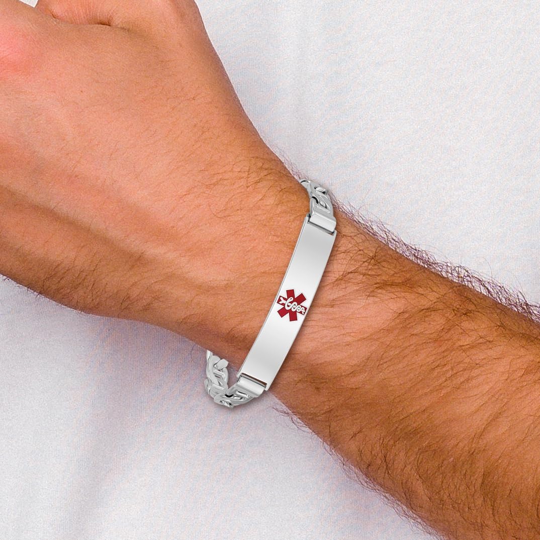 IceCarats 925 Sterling Silver 6mm Thick Mariner Chain Medical Alert ID Bracelet Polished, Engravable