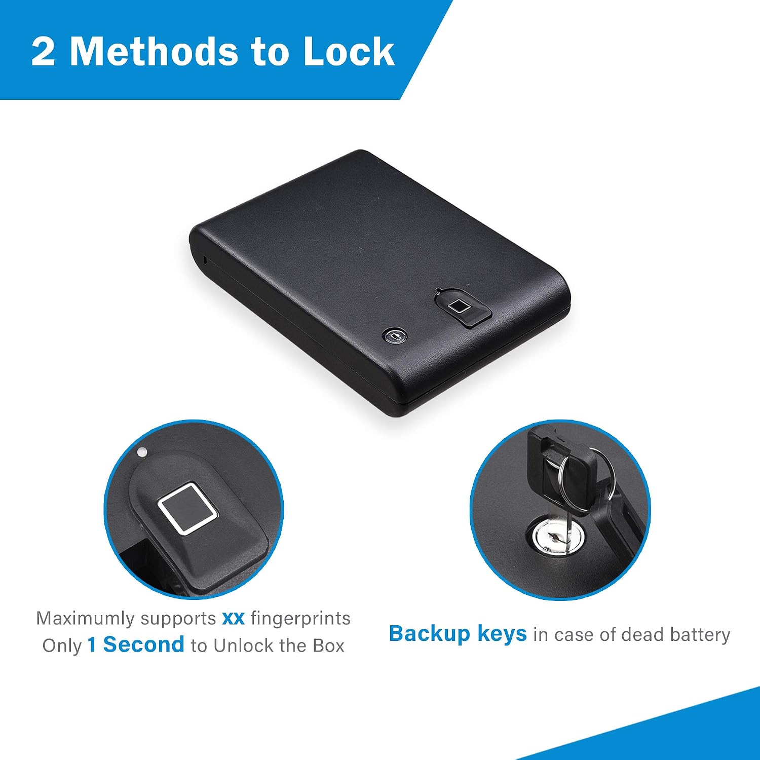 Yescom Electronic Fingerprint Gun Safe showing fingerprint sensor and keyhole