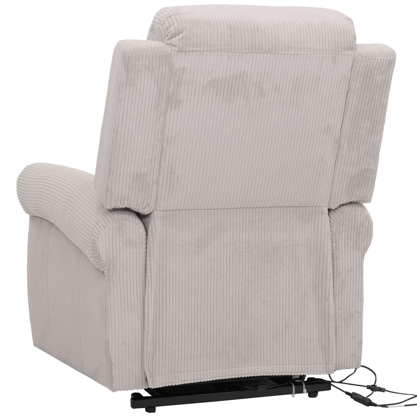 Mendler Fernsehsessel HWC-K63, Relaxsessel, Liegefunktion Aufstehhilfe Massage Heizfunktion, Stoff (220g/m²) Cord - hellgrau