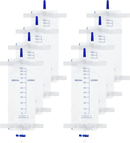 Miniatura 1 de Paquete de 8 bolsas de pierna de 33.8 onzas  33.8 fl oz, bolsa de drenaje urinario con correas de tela, catéter de pierna con válvula antirreflujo