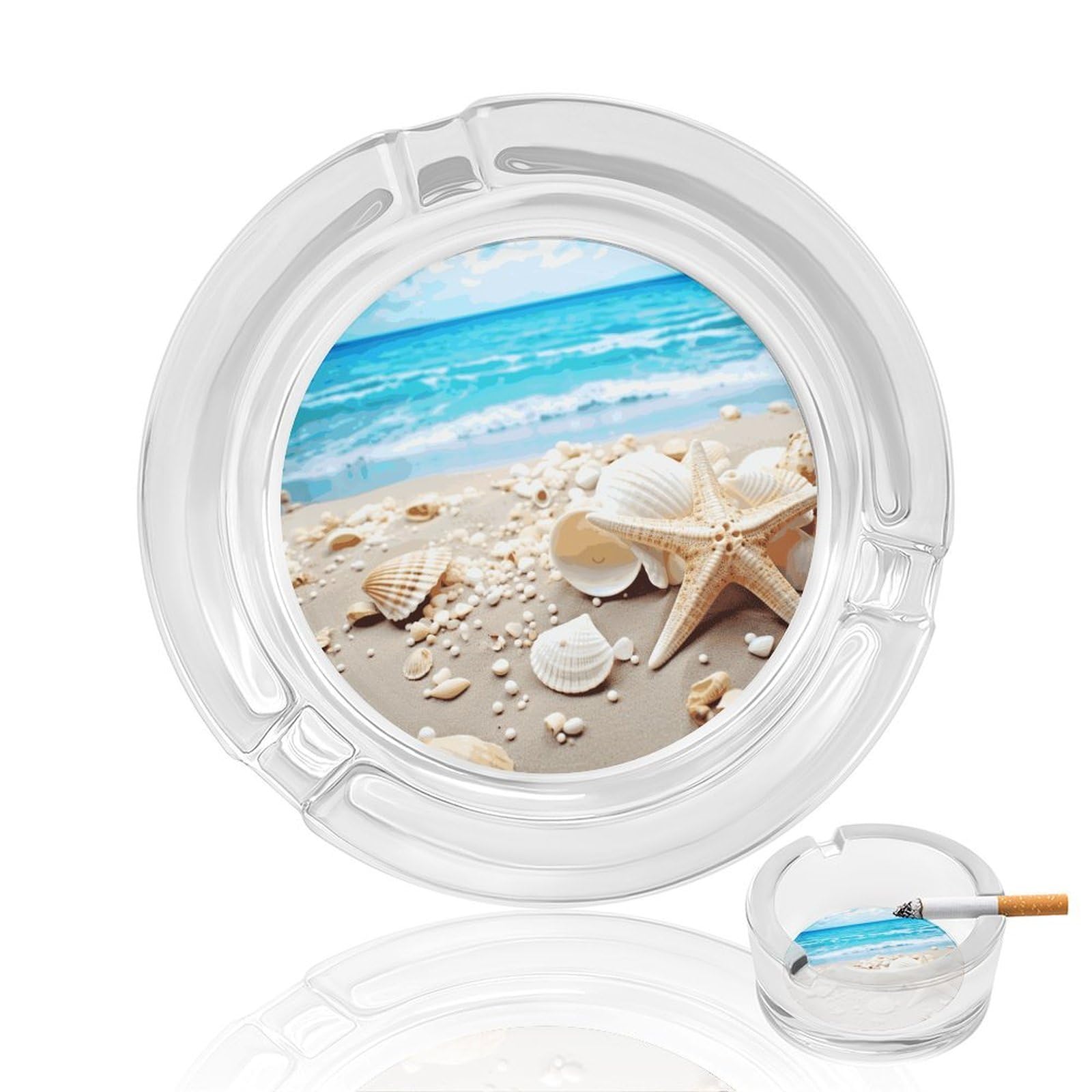 Cendrier en verre bleu étoile de mer, le cadeau idéal déco