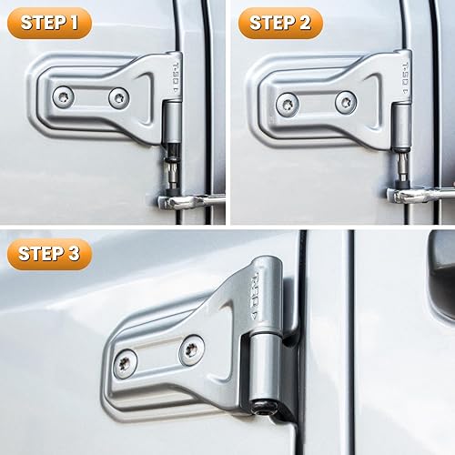 Miniatura 3 de Tuercas de bisagra de puerta para Jeep Wrangler JK JKU JL JLU Sports Sahara Freedom Rubicon Gladiator JT 24 puertas 2007-2021 (8 piezas)