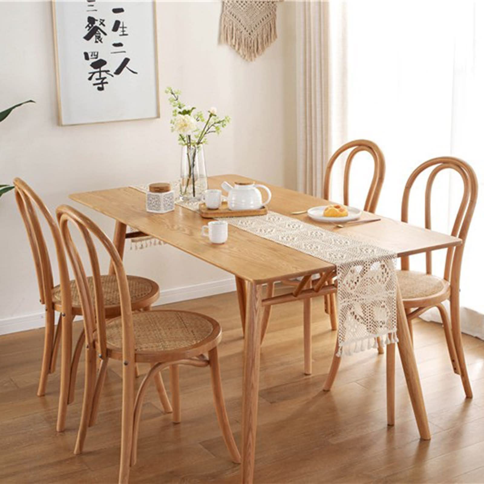 Camini da tavolo rustici, decorazione centrotavola, griglia cava beige cotone 24 x 350 cm, decorazione classica per sala da pranzo