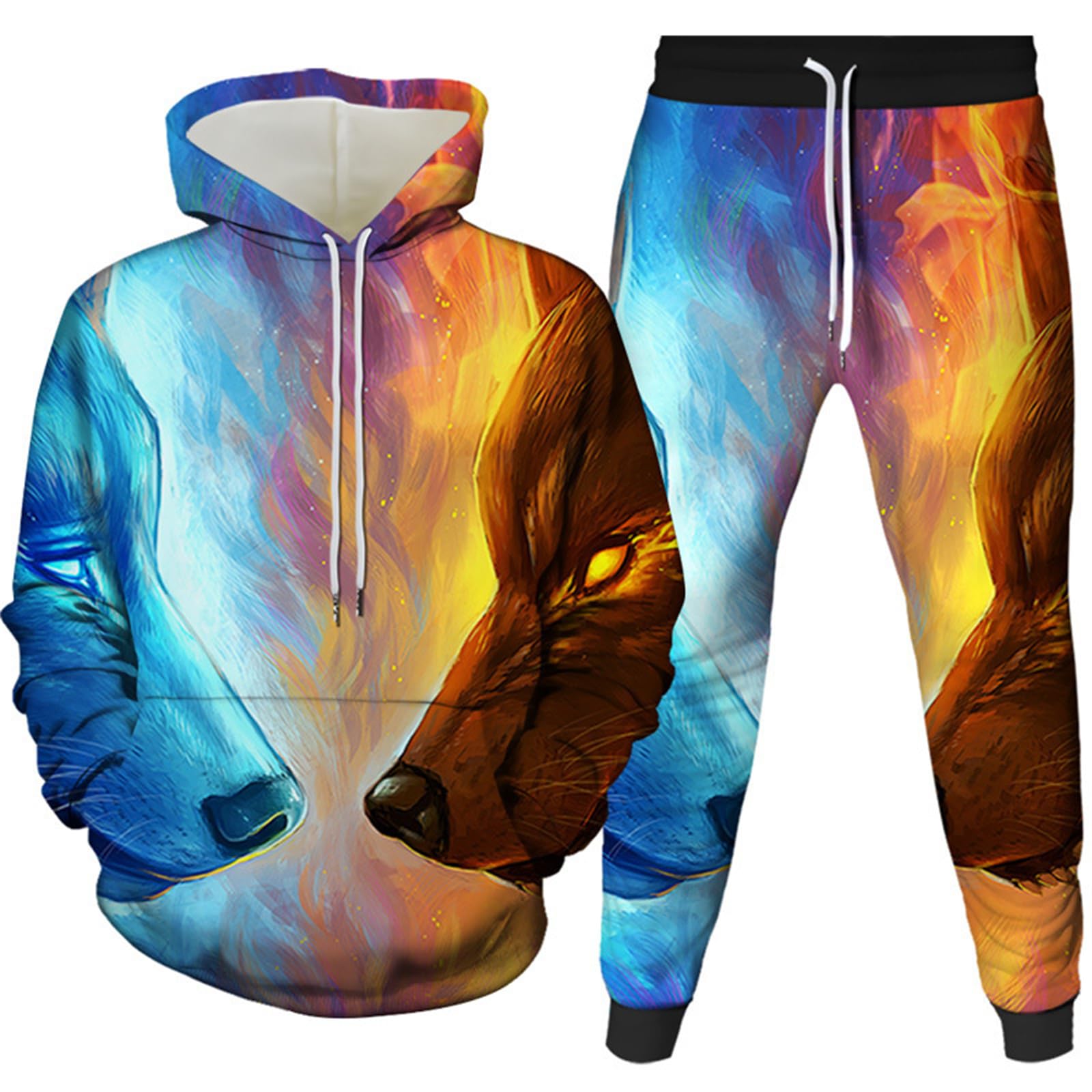 Keephen Men's # 4 Tracksuit Set Animal Wolf 3D Printed Hoodie And Joggers Pants Set Hip Hop Autumn Winter Two Piece Set Sportswear