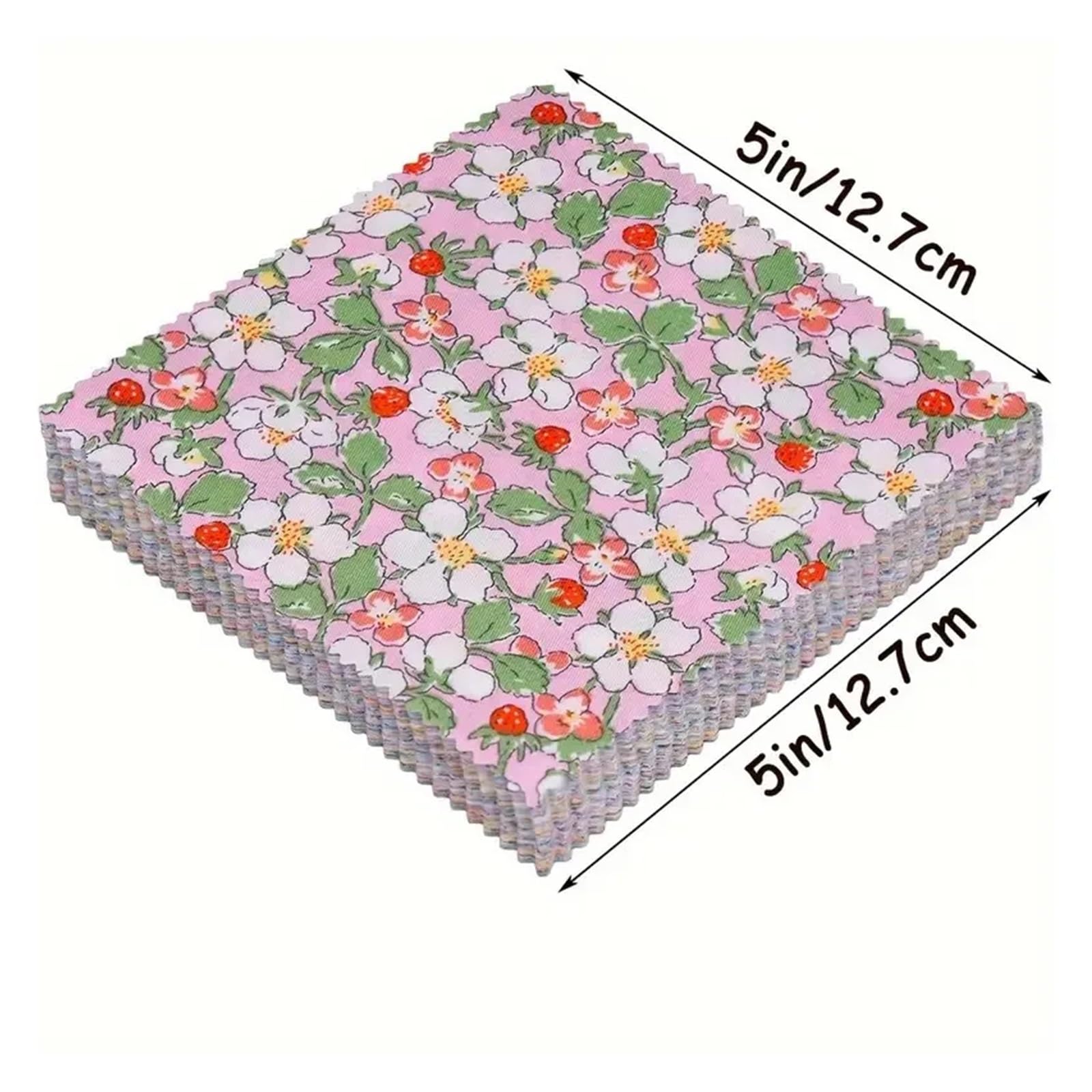 Patchwork Stoffe 42-teiliges Stoff-Charm-Paket, 12,7 cm x 12,7 cm, vorgeschnittene Blumenmuster mit Gingham- und Pastellblumen
