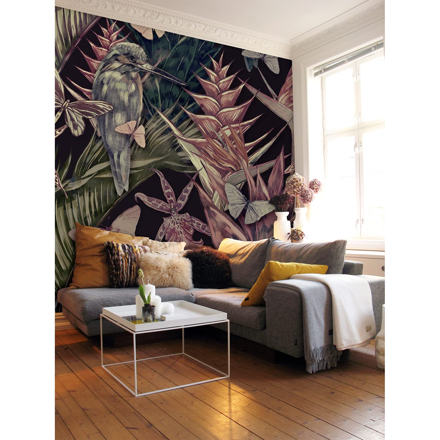 Papier peint faune tropicale grand format tapisserie murale latex salon chambre cuisine 416x254