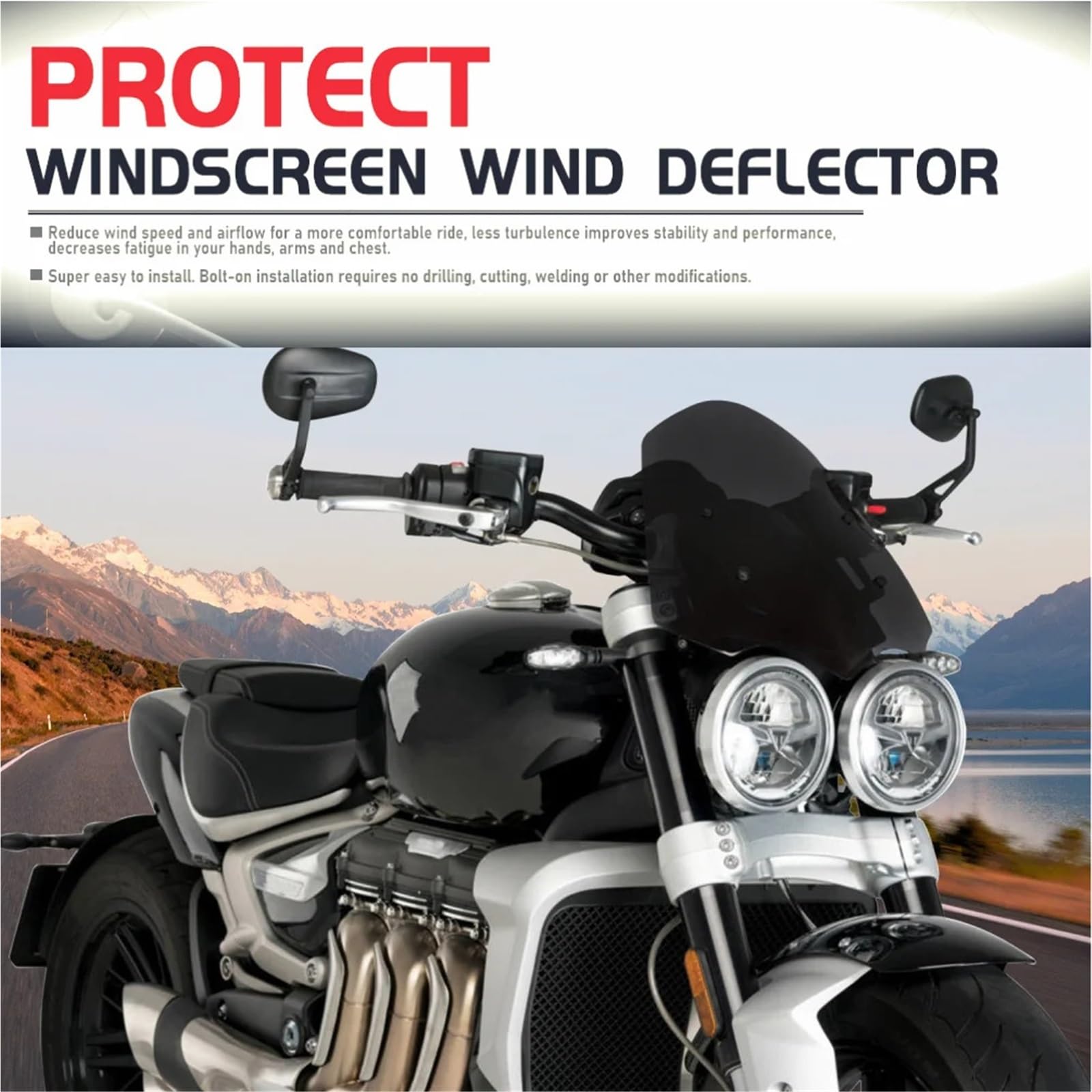 Przednia szyba motocyklowa Pasuje do Triumph Rocket 3R 2020-2024