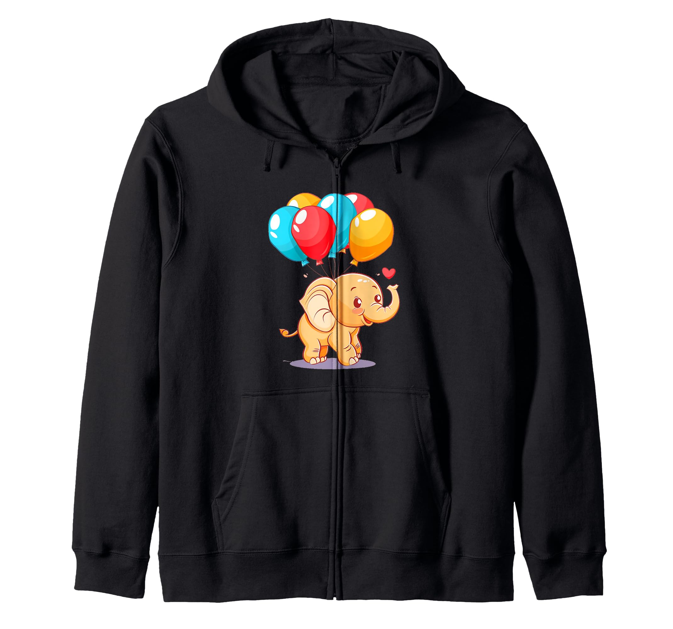 Amazon | 象と風船で遊び心のある陽気なスタイル。 ジップパーカー