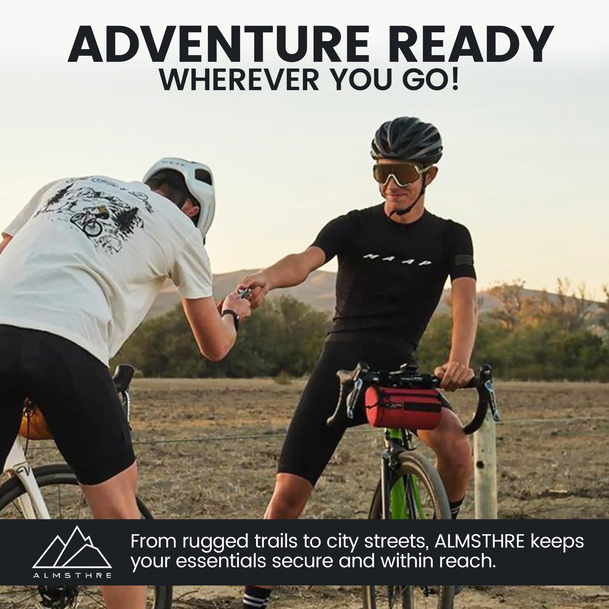 ALMSTHRE Signature - Bolsa para Manillar de Bicicleta, Color Rojo óxido, rígida, con Cremalleras Impermeables y Correas Ajustables, Bolsa Ligera para Manillar de Bicicleta, Compatible con Bicicletas