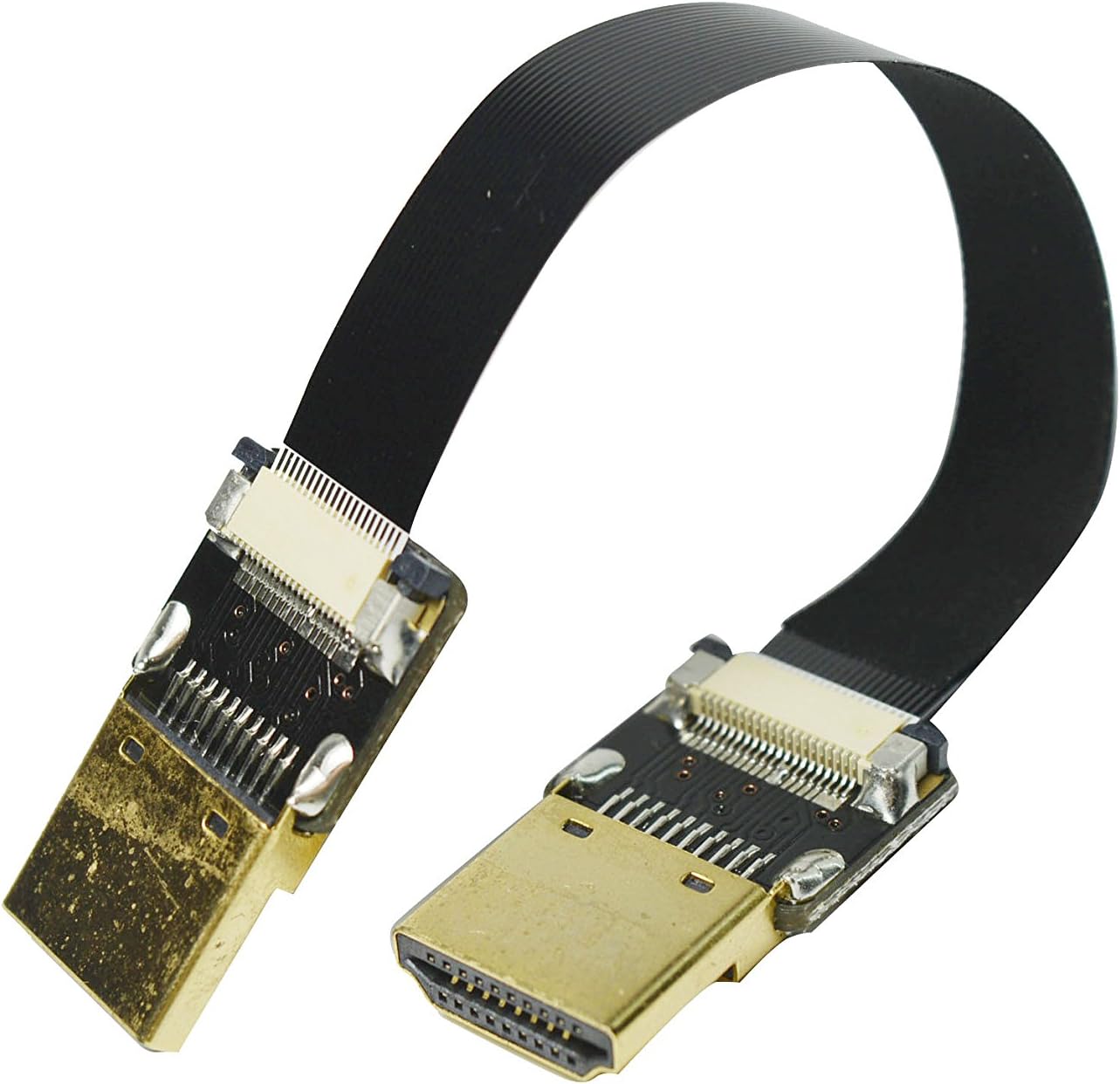 Permanent Black Soft Slim 10CM Short FPV Flat HDMI Cable Standard HDMI Full Normal Male Interface to Standard HDMI Interface for RED blackmagic BMCC Sony pxw FS7 Canon C300