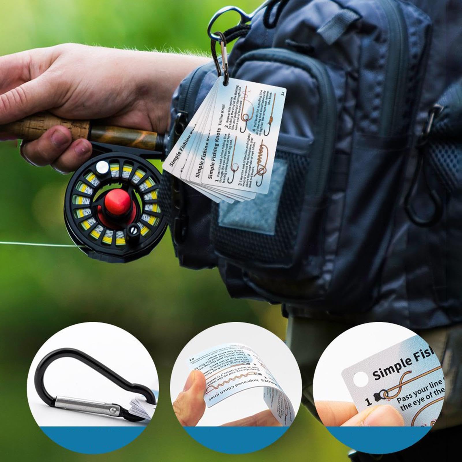 Lot de 6 cartes de guide pour nœud de pêche, kit d'instructions étanches, système d'apprentissage de taille manuelle illustré, accessoire d'entraînement de pêche, pratique pour débutants, bassin, lac