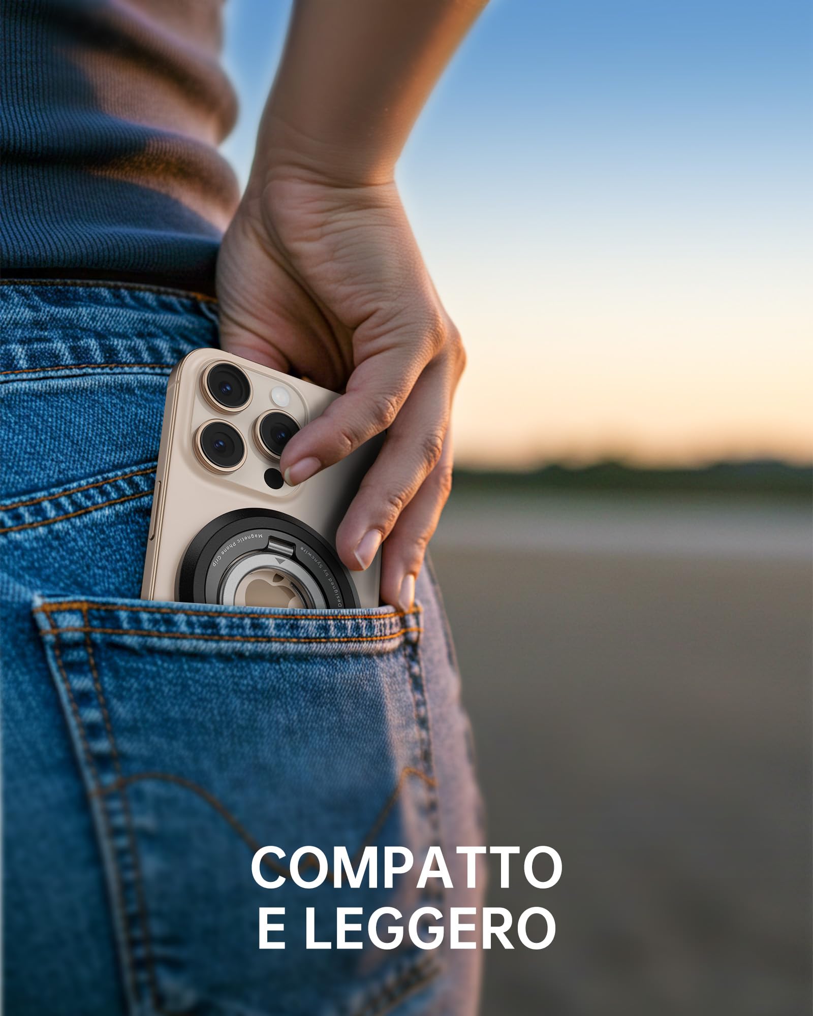 SYNCWIRE MagSafe - Supporto magnetico ad anello per telefono cellulare, rotazione a 360°, compatibile con iPhone 17, 16, 15, 14, 13, 12 Pro Max, compatibile con accessori MagSafe