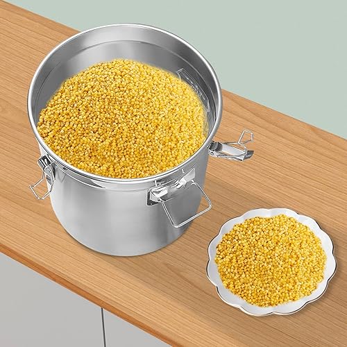 Miniatura 4 de KONKENIE Recipiente hermético de acero inoxidable de 6 litros para cereales de arroz, contenedor de cereales, contenedor de alimentos, aceite,