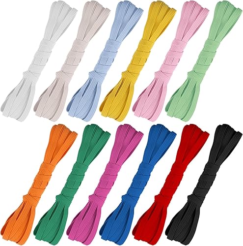 Miniatura 32 de Airisoer Banda elástica de 1/2 pulgada para costura, bandas elásticas de alta elasticidad de 12 yardas para cinturas, pantalones, ropa y Negro