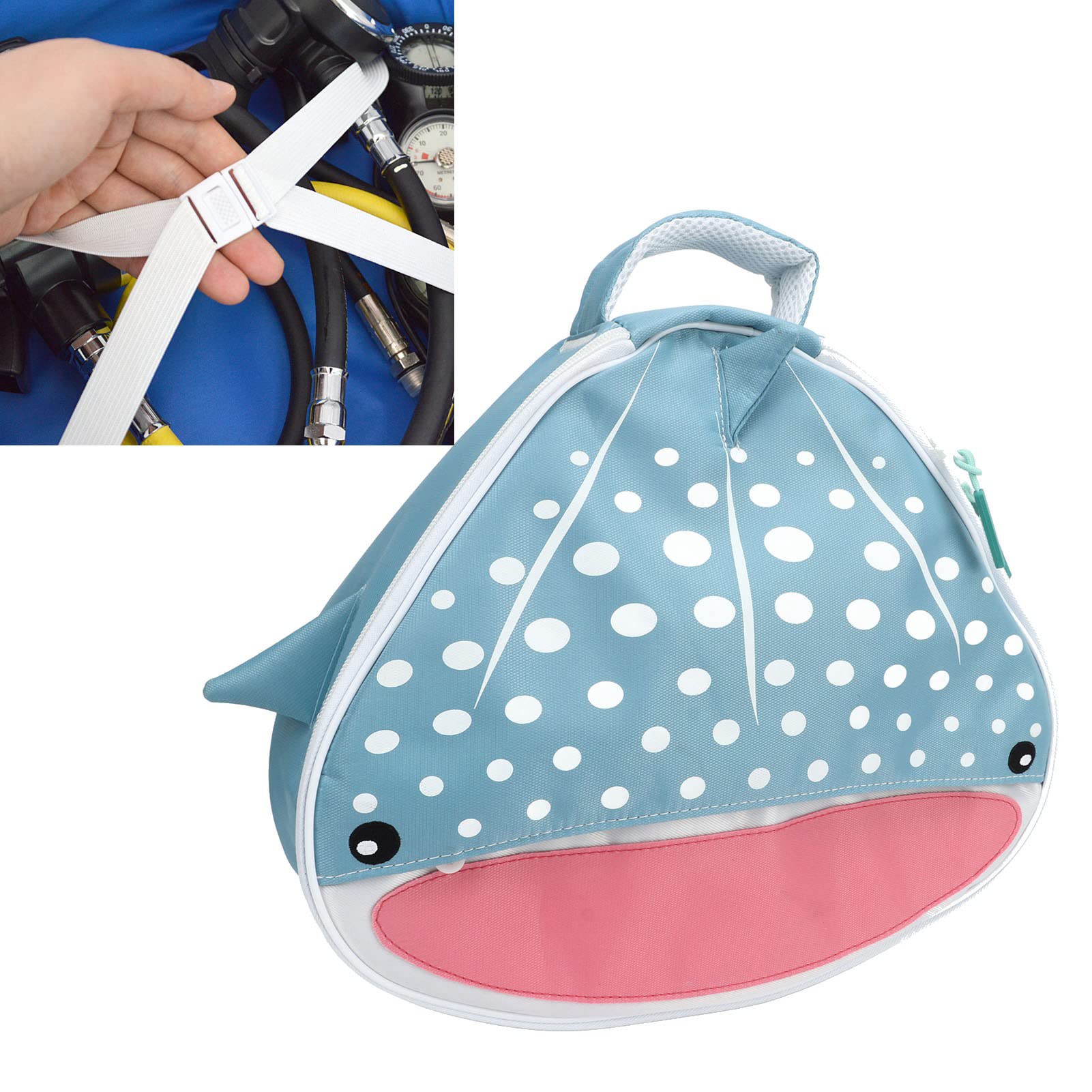 Aoutecen Regulator Bag, Easy Carrying Dive Regulator Bag 2 Way Zipper Large Capacity for Outdoor(Blue Whale Shark Design)
