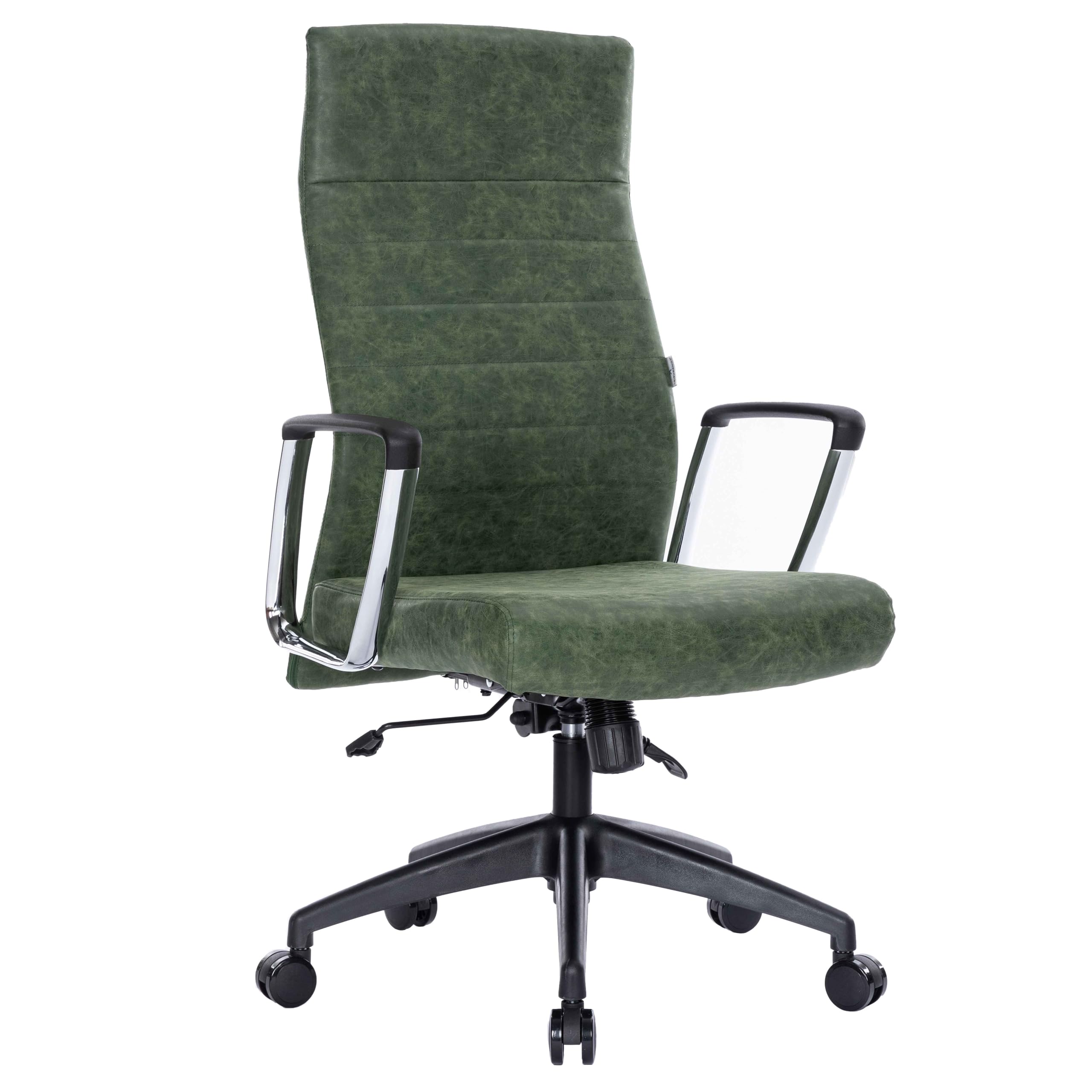 LeisureMod Hilton Modern Conference High Back Leather Ergonomic Executive Office Chair with Adjustable Height &amp; Swivel for Home and Office Room