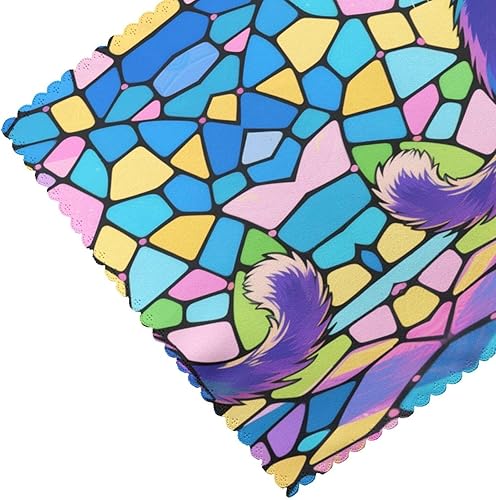 Miniatura 5 de Rectangular Placemats Set of 4, Heat Resistant Cat Printed Kitchen Dining Table Mats